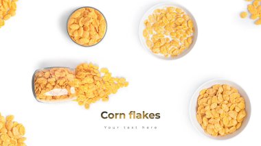 Beyaz arka planda mısır gevreği. Yüksek kalite fotoğraf