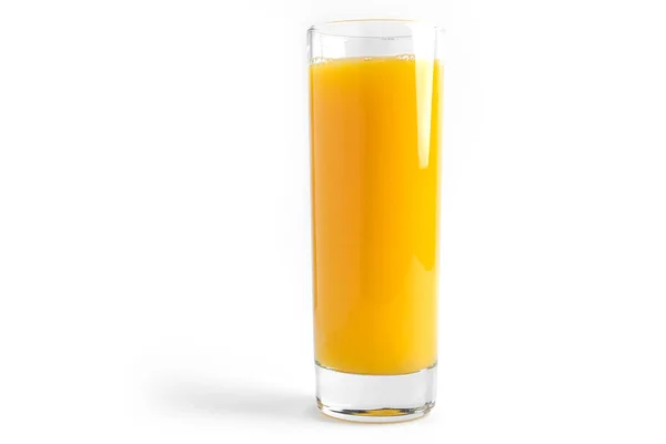 Апельсиновый сок в стакане на белом фоне. — стоковое фото