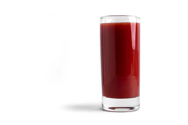 Jus Tomate Verre Sur Fond Blanc Vue Haut Photo Haute — Photo