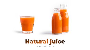 Beyaz arka planda izole edilmiş havuç suyu..