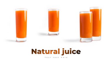 Beyaz arka planda izole edilmiş havuç suyu..