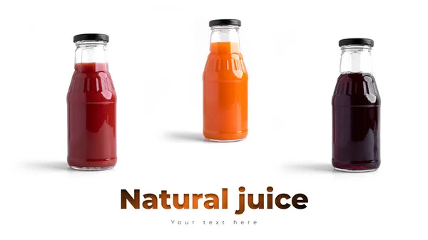 Different kinds of juice isolated on a white background — Stock Photo, Image