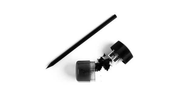 Bleistift Und Spitzer Isoliert Auf Weißem Hintergrund Hochwertiges Foto — Stockfoto