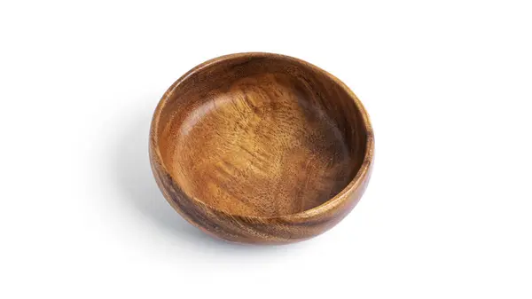 Empty Wooden Bowl Isolated White Background High Quality Photo — Stock Photo, Image