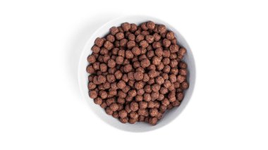 Beyaz arka planda izole edilmiş çikolata topları. Hızlı kahvaltı. Yüksek kalite fotoğraf