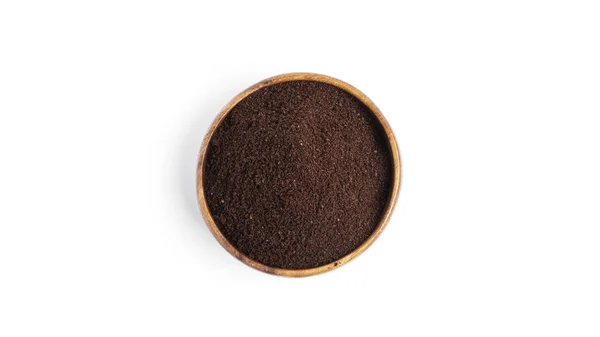 Kawa Drewnianej Misce Odizolowana Białym Tle Wysokiej Jakości Zdjęcie — Zdjęcie stockowe