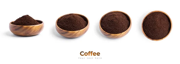 Kawa Drewnianej Misce Odizolowana Białym Tle Wysokiej Jakości Zdjęcie — Zdjęcie stockowe