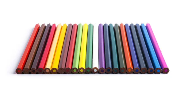 Les Crayons Colorés Sont Isolés Sur Fond Blanc Photo Haute — Photo