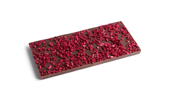 Milk Chocolate Raspberry Slices Isolated White Background High Quality Photo — Stock Photo, Image