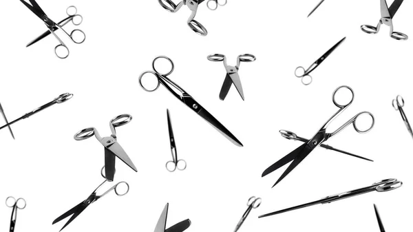 Metalowe Nożyczki Odizolowane Białym Tle Latające Nożyczki Wysokiej Jakości Zdjęcie — Zdjęcie stockowe
