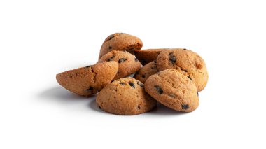 Beyaz arka planda izole edilmiş çikolatalı kurabiyeler. Yüksek kalite fotoğraf