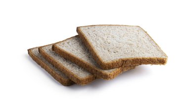 Kızarmış ekmek, kepek ekmeği beyaz arka planda izole edilmiş. Yüksek kalite fotoğraf