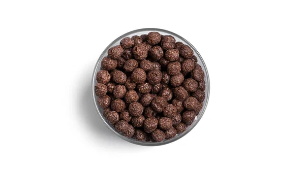 Schokoladenkugeln Glas Isoliert Auf Weißem Hintergrund Schnelles Frühstück Hochwertiges Foto — Stockfoto