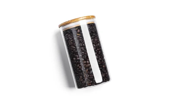 Kávová Zrna Skleněné Nádobě Izolované Whie Pozadí Kvalitní Fotografie — Stock fotografie
