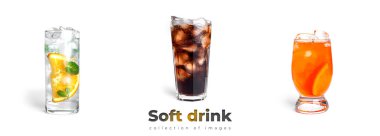 Beyaz arka planda izole edilmiş hafif içecekler.