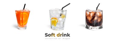 Beyaz arka planda izole edilmiş hafif içecekler.