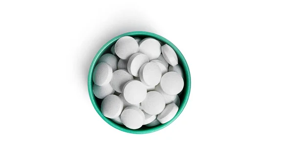 Vita piller isolerade på vit bakgrund. — Stockfoto