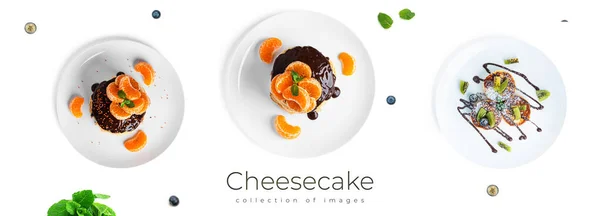 Pfannkuchen mit weißer Schokolade und Mandarinen auf weißem Hintergrund. — Stockfoto