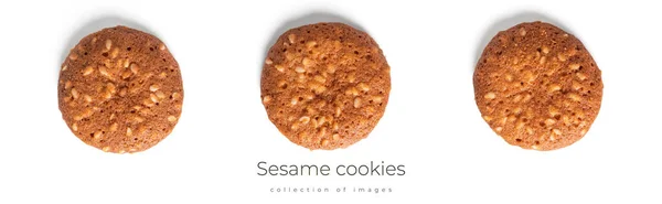 Sesame cookies isolated on a white background. — Stock Photo, Image