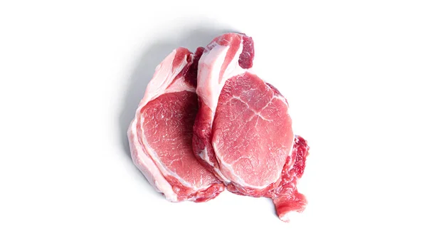 Bistecca di maiale fresca isolata su fondo bianco. — Foto Stock