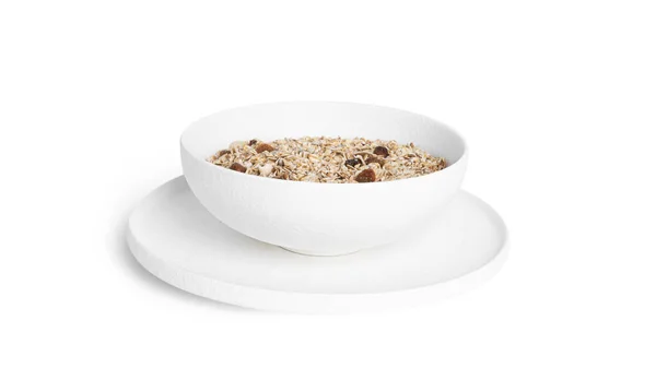 Muesli aislado sobre un fondo blanco. Granola aislado. — Foto de Stock