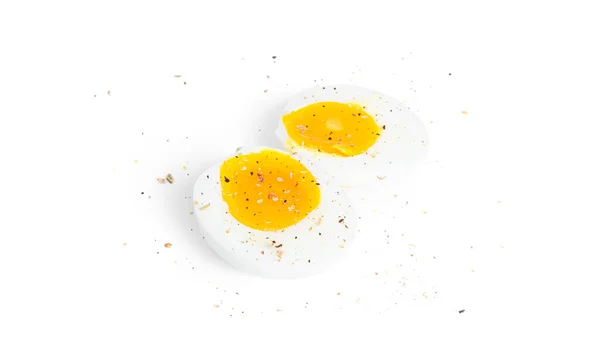 Peeled boiled egg halves isolated on a white background. Egg half. — Stock Photo, Image