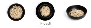 Müsli beyaz bir arka planda izole edildi. Granola izole.