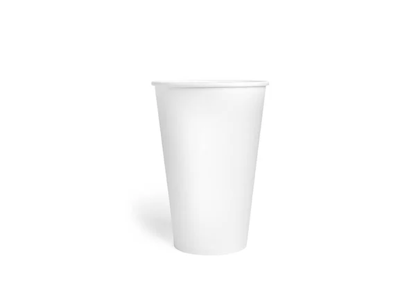 Copo descartável branco isolado em um fundo branco. Copo de papel. Xícara de café. — Fotografia de Stock