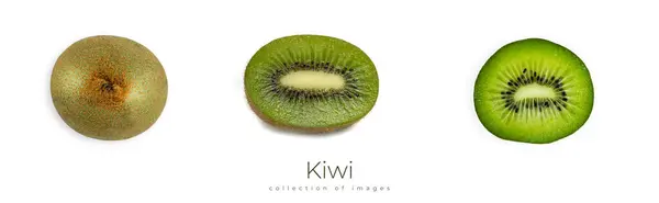 Kiwi-Scheibe auf weißem Hintergrund. Makroaufnahme. — Stockfoto