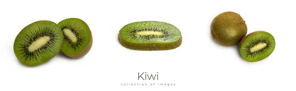 Kiwi felie pe un fundal alb. Macro fotografie . — Fotografie, imagine de stoc