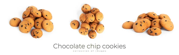 Chocolate chip cookies isolated on white background. — Stock Photo, Image