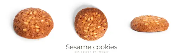 Biscoitos de sésamo isolados sobre fundo branco. — Fotografia de Stock