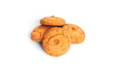 Beyaz arka planda izole edilmiş hindistan cevizli Americano kurabiyeleri..