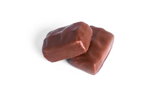 Barra de chocolate com nougat isolado em um fundo branco. — Fotografia de Stock