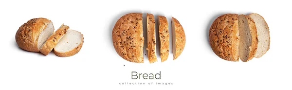 Pão isolado sobre um fundo branco. Fatias de pão. — Fotografia de Stock
