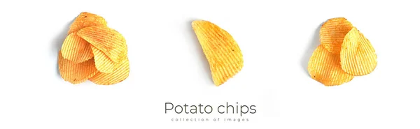 Kartoffelchips auf weißem Hintergrund. Chips isoliert. — Stockfoto