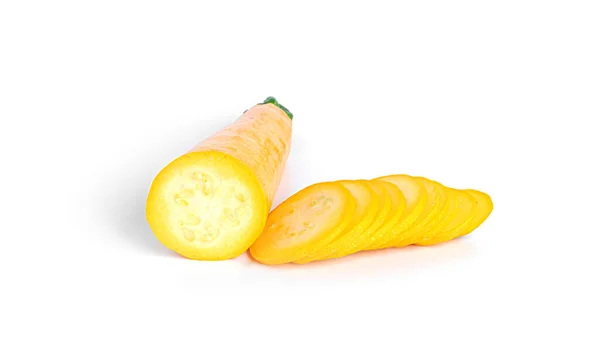 Gele courgette geïsoleerd op een witte achtergrond. Zucchini. — Stockfoto
