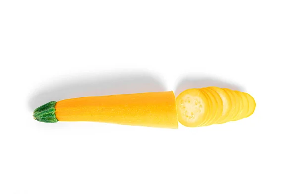 Gele courgette geïsoleerd op een witte achtergrond. Zucchini. — Stockfoto