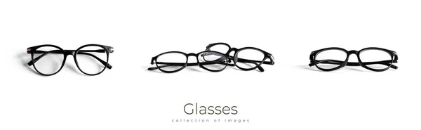 Óculos com molduras pretas isolados sobre fundo branco. — Fotografia de Stock