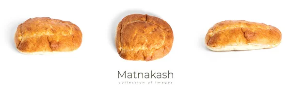 Matnakash isolado em um fundo branco. Pão grosso de pita. — Fotografia de Stock