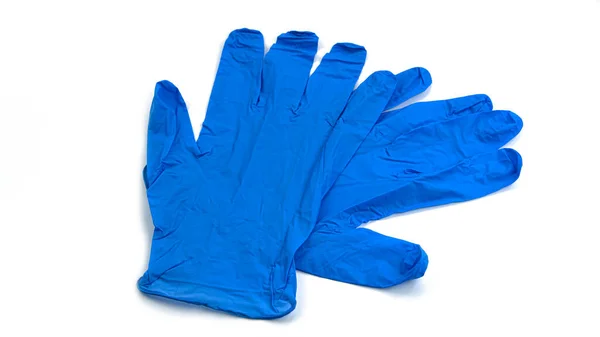 Paire de gants médicaux en latex isolés sur fond blanc. Concept de protection — Photo