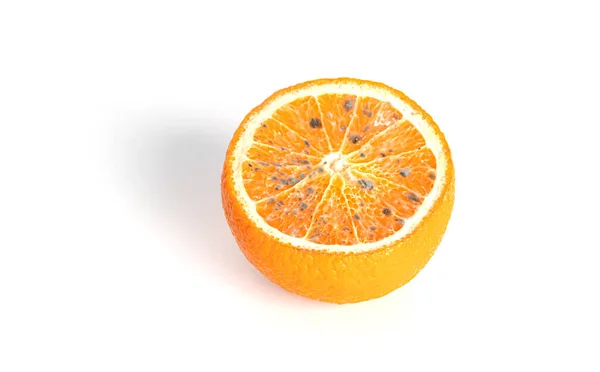 Pomeranč s plísní izolovanou na bílém pozadí. — Stock fotografie