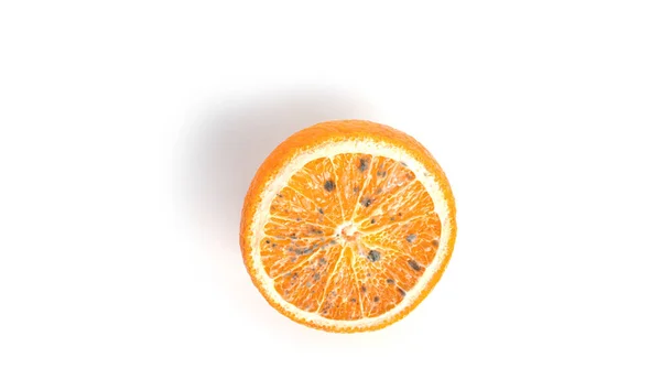 Naranja con molde aislado sobre fondo blanco. — Foto de Stock