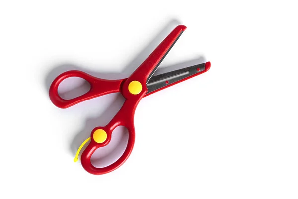 Red stationery scissors isolated on a white background. — Stock Photo, Image