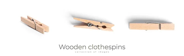 Wooden clothespins isolated on a white background. — Stock Photo, Image