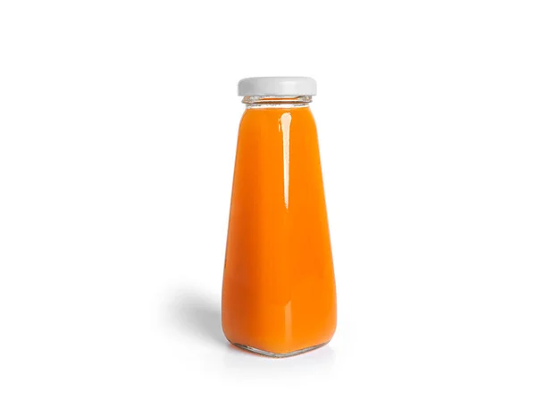 Orangensaft in Flasche isoliert auf weißem Hintergrund. — Stockfoto