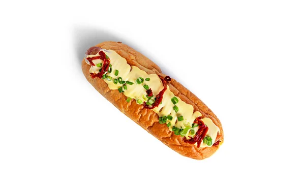 Hot dog izolowany na białym tle. Fast food izolowane. — Zdjęcie stockowe