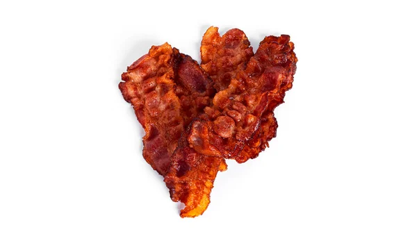 Tocino frito aislado sobre fondo blanco . — Foto de Stock