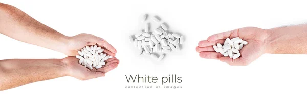 Vita piller isolerad på en vit bakgrund. — Stockfoto