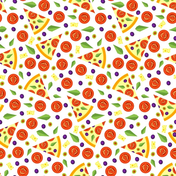 Bezešvé pattern pizzy s přísadami — Stockový vektor